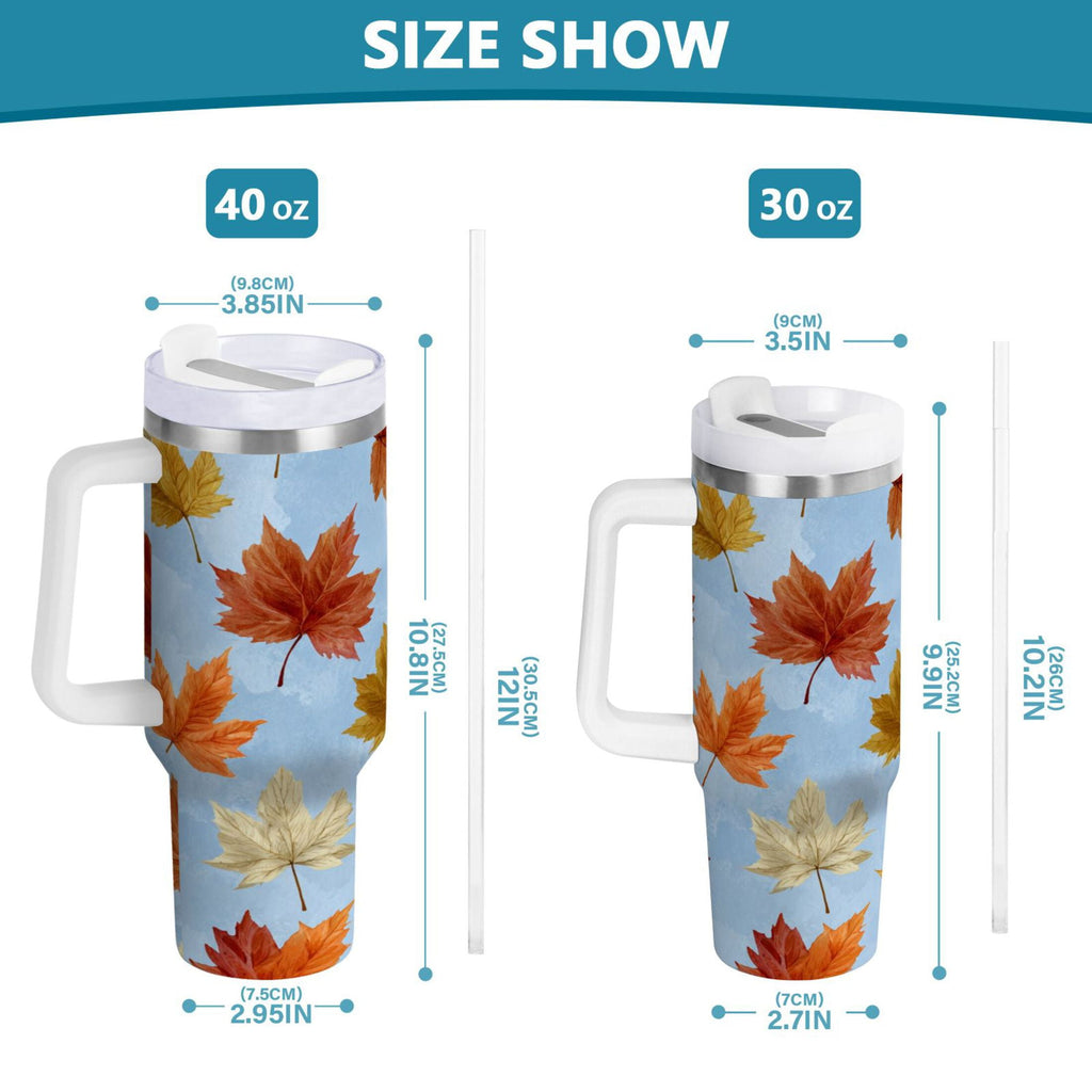 30 oz Insulated Stainless Steel Tumbler Double Wall Stainless Steel Tumbler with 2-Way Drinking Autumn Maple Leaves C641A