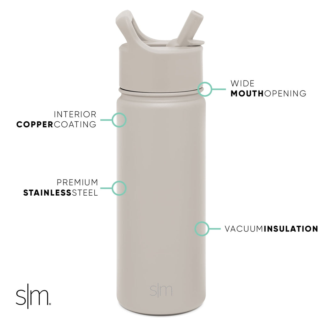 Simple Modern Summit Water Bottle Straw Lid Vacuum Insulated Stainless Steel Bottle | 18 fl oz C685H