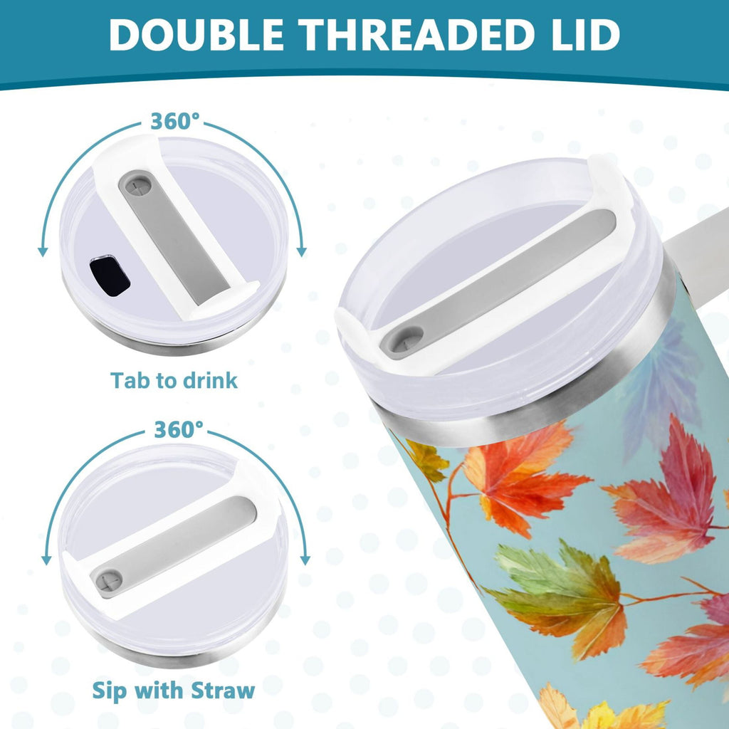 30 oz Insulated Stainless Steel Tumbler Double Wall Stainless Steel Tumbler with 2-Way Drinking Colorful Autumn Maple Leaves C616L