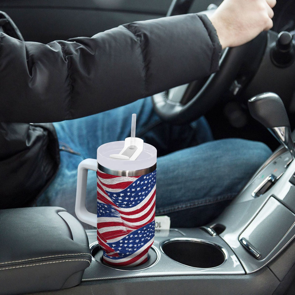 30 oz Insulated Stainless Steel Tumbler Double Wall Stainless Steel Tumbler with 2-Way Drinking Flags Wave Pattern C536M