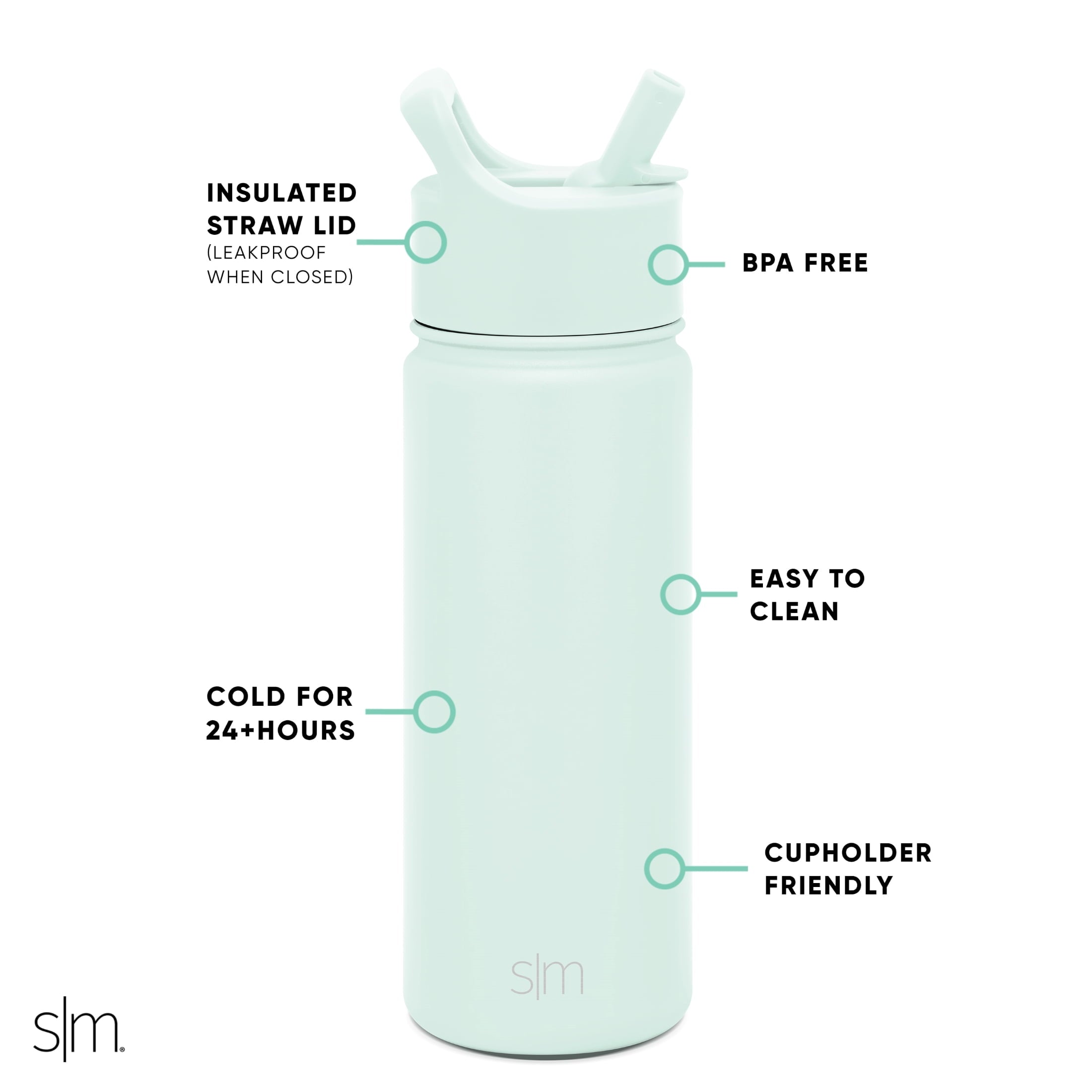 Simple Modern Summit Water Bottle Straw Lid Vacuum Insulated Stainless Steel Bottle | 18 fl oz C685H