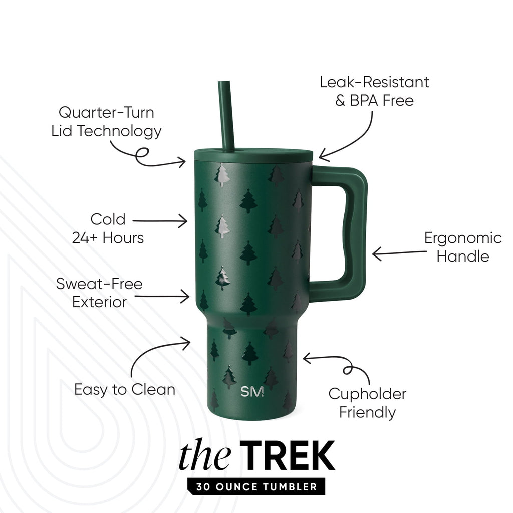 Simple Modern 30 fl oz Insulated Stainless Steel Trek Tumbler with Straw Lid | Seaglass Sage and Cream Checkmate C690P