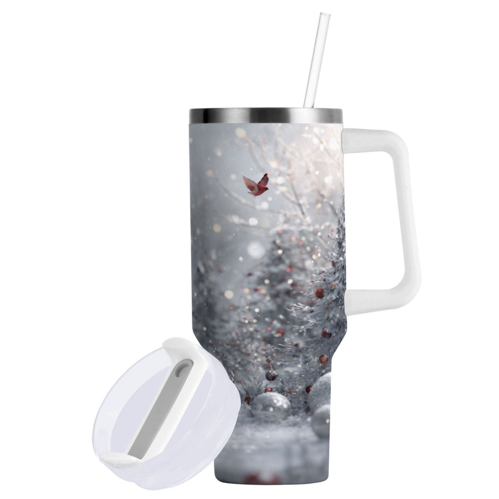 30 oz Insulated Stainless Steel Tumbler Double Wall Stainless Steel Tumbler with 2-Way Drinking Snowy Winter Landscape C557K