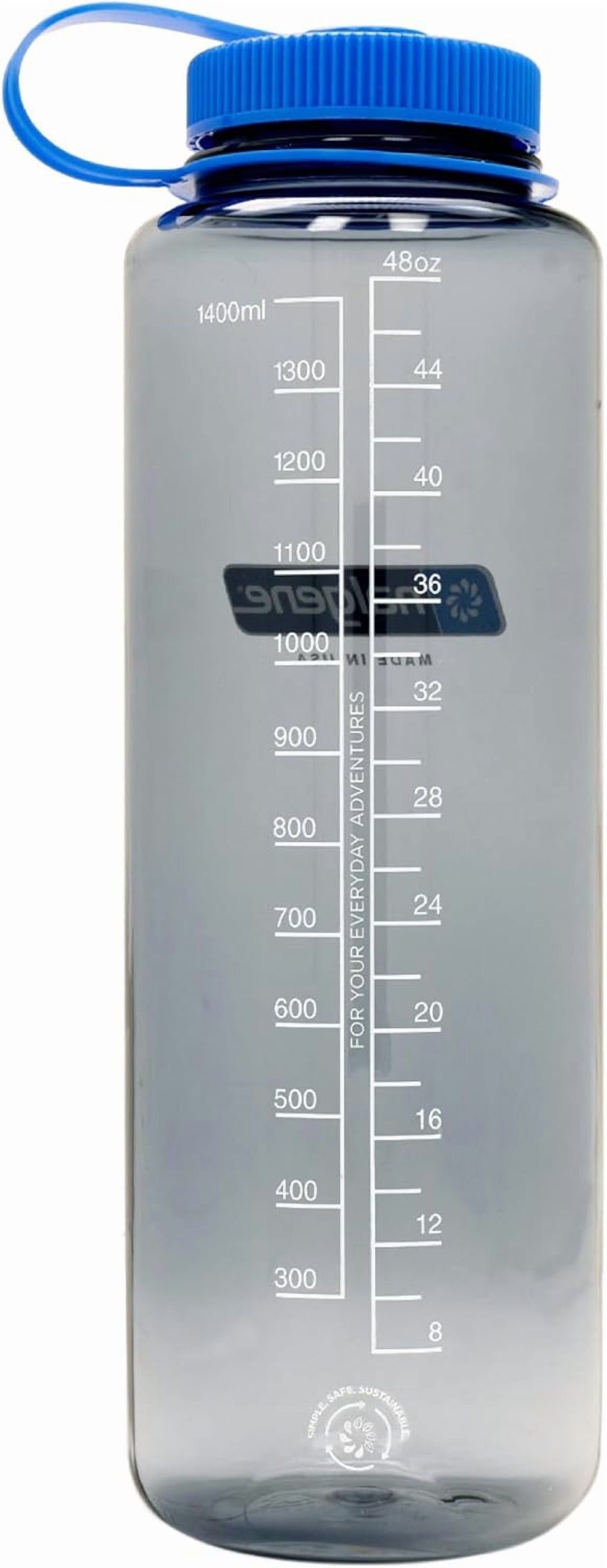 Nalgene Sustain Tritan BPA-Free Water  Made with Material Derived from 50% Plastic Waste (using ISCC certified mass balance), 48 OZ, Wide Mouth, Aubergine C148Y