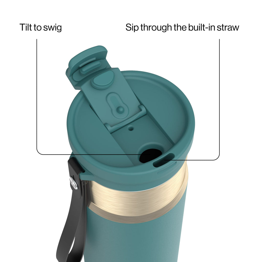 Contigo DualSip 24 oz Leakproof Insulated Water Bottle with Carrying Strap and 2-Way Lid C041M