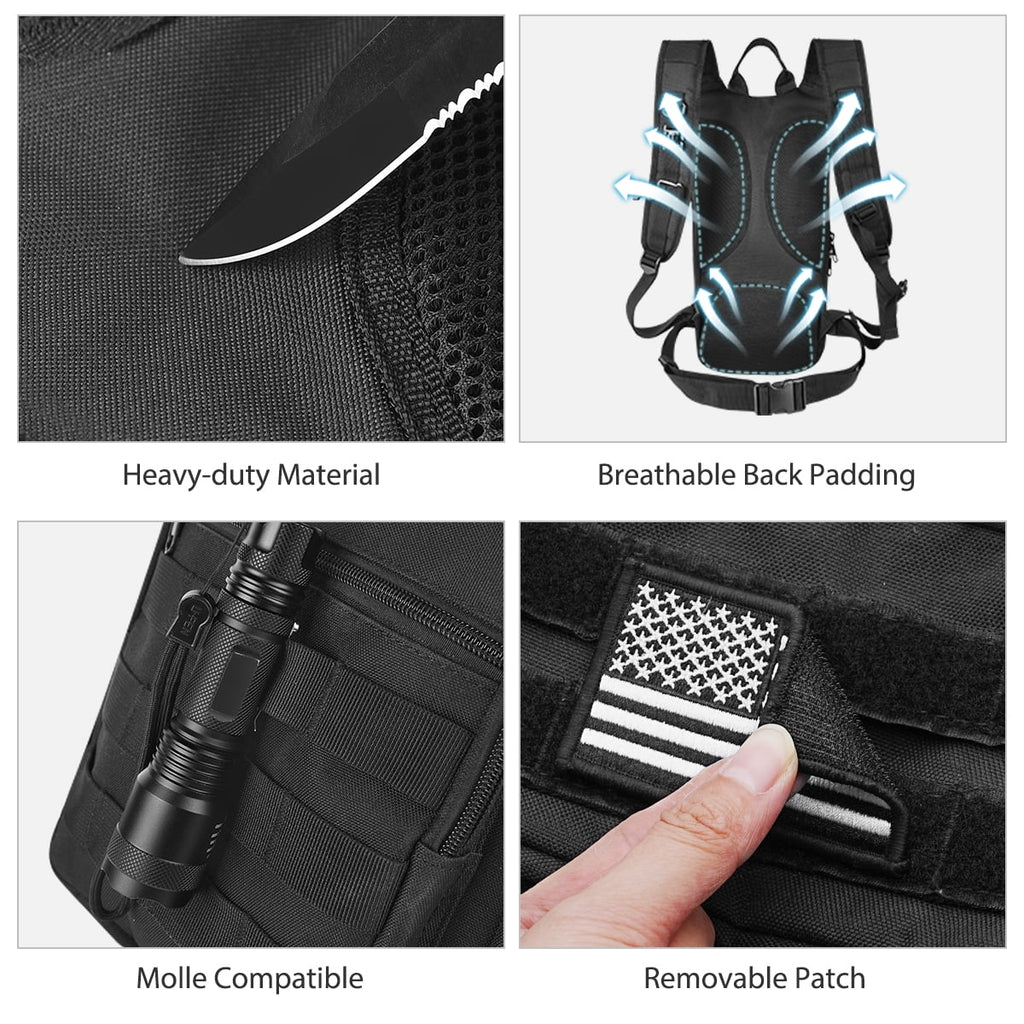 Brightify 17L Hydration Backpack with 3L TPU Water Bladder, Camel Backpack Hydration Pack for Hiking Hunting Climbing Cycling Biking Running, Molle Compatible Water Backpack for Men Women, Black C381T