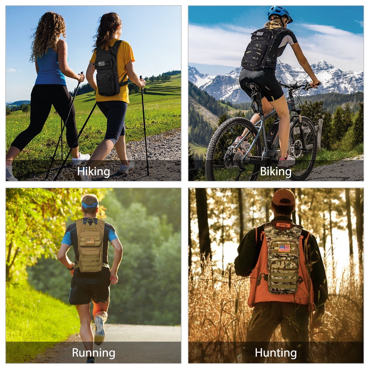 Brightify 17L Hydration Backpack with 3L TPU Water Bladder, Camel Backpack Hydration Pack for Hiking Hunting Climbing Cycling Biking Running, Molle Compatible Water Backpack for Men Women, Black C381T