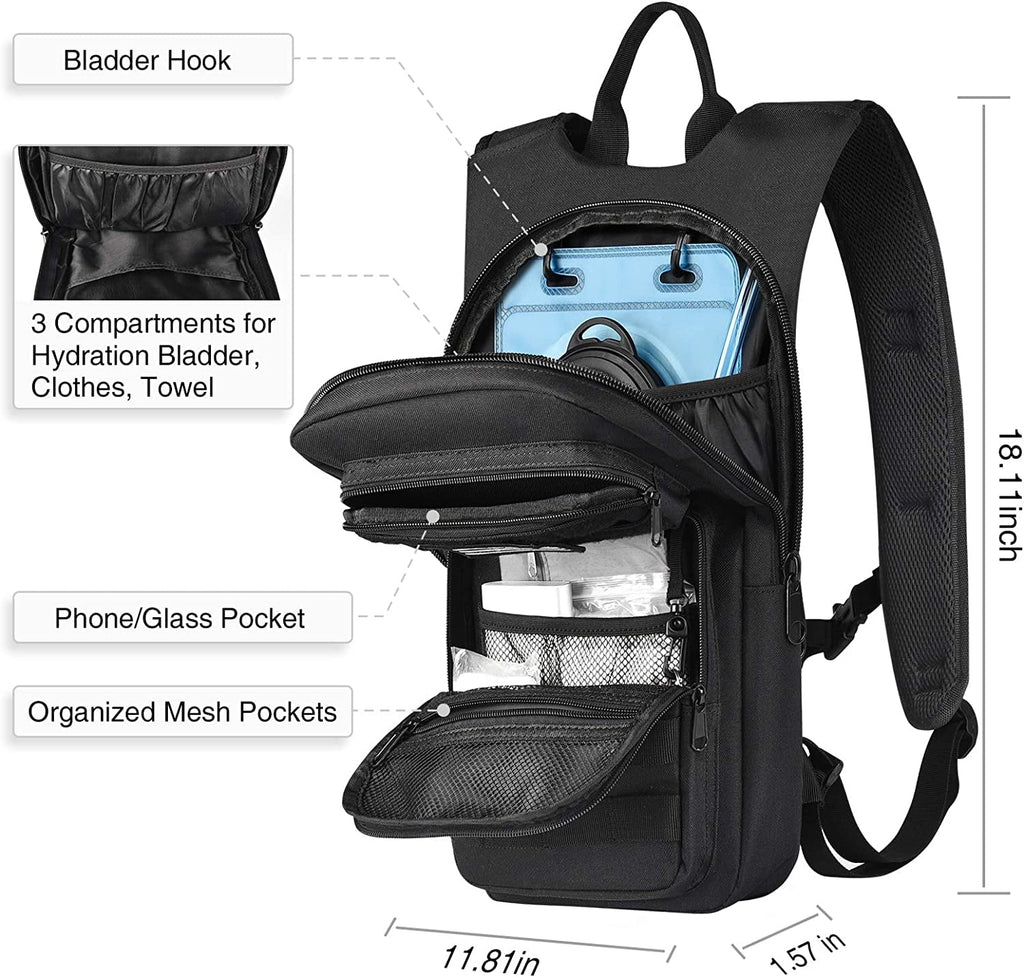 Brightify 17L Hydration Backpack with 3L TPU Water Bladder, Camel Backpack Hydration Pack for Hiking Hunting Climbing Cycling Biking Running, Molle Compatible Water Backpack for Men Women, Black C381T