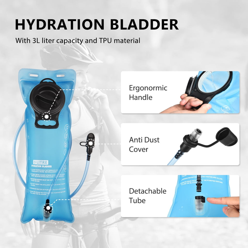 Brightify 17L Hydration Backpack with 3L TPU Water Bladder, Camel Backpack Hydration Pack for Hiking Hunting Climbing Cycling Biking Running, Molle Compatible Water Backpack for Men Women, Black C381T