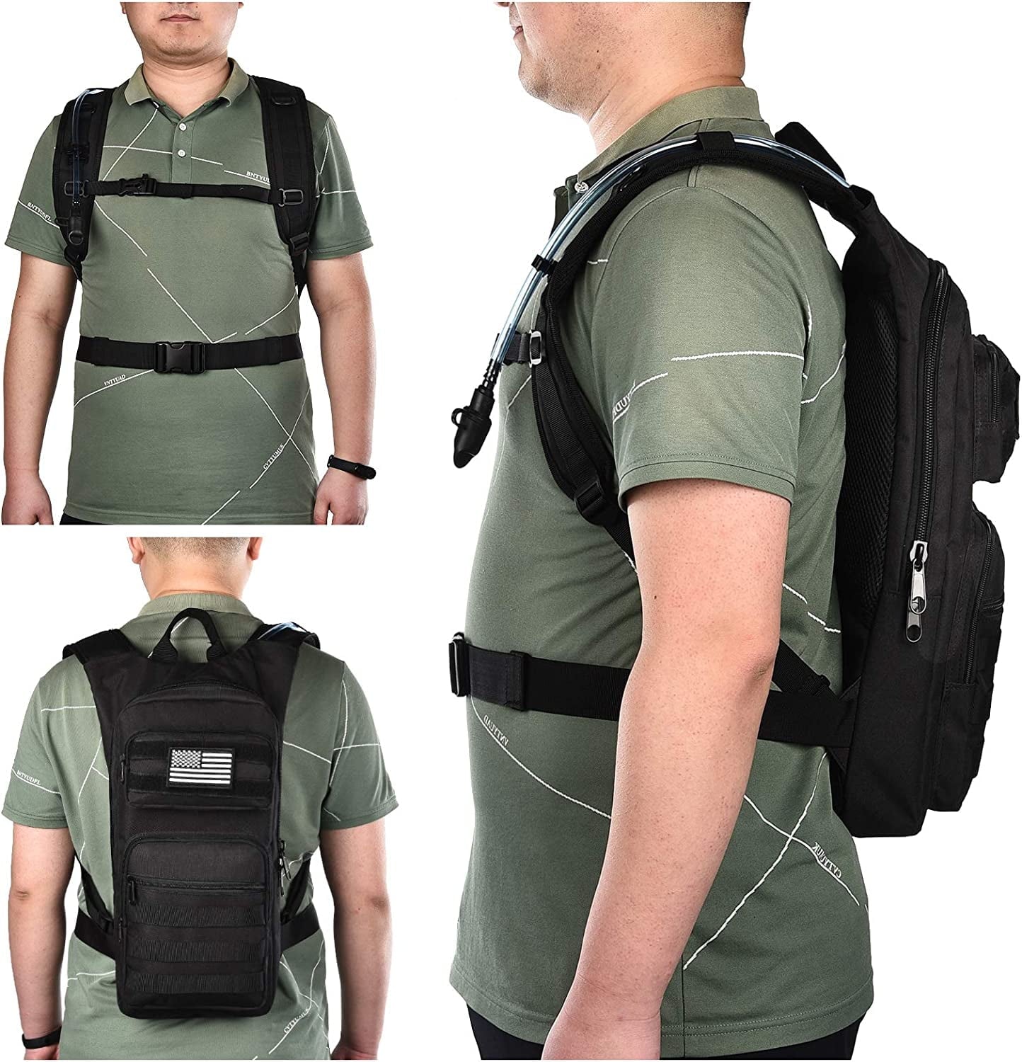 Brightify 17L Hydration Backpack with 3L TPU Water Bladder, Camel Backpack Hydration Pack for Hiking Hunting Climbing Cycling Biking Running, Molle Compatible Water Backpack for Men Women, Black C381T