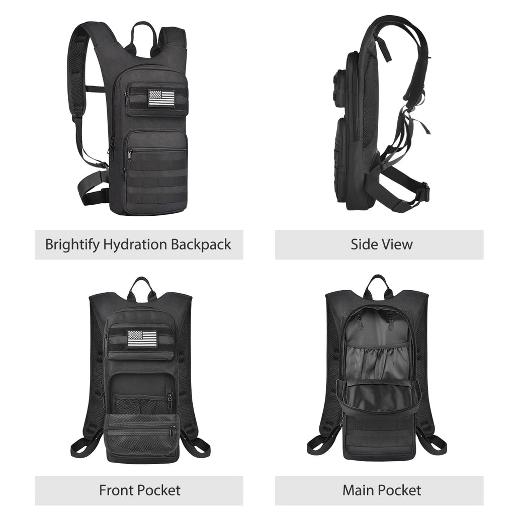 Brightify 17L Hydration Backpack with 3L TPU Water Bladder, Camel Backpack Hydration Pack for Hiking Hunting Climbing Cycling Biking Running, Molle Compatible Water Backpack for Men Women, Black C381T
