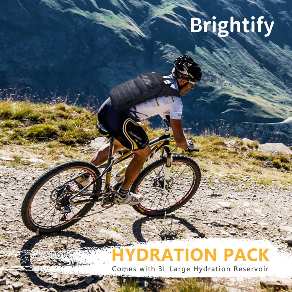 Brightify 17L Hydration Backpack with 3L TPU Water Bladder, Camel Backpack Hydration Pack for Hiking Hunting Climbing Cycling Biking Running, Molle Compatible Water Backpack for Men Women, Black C381T