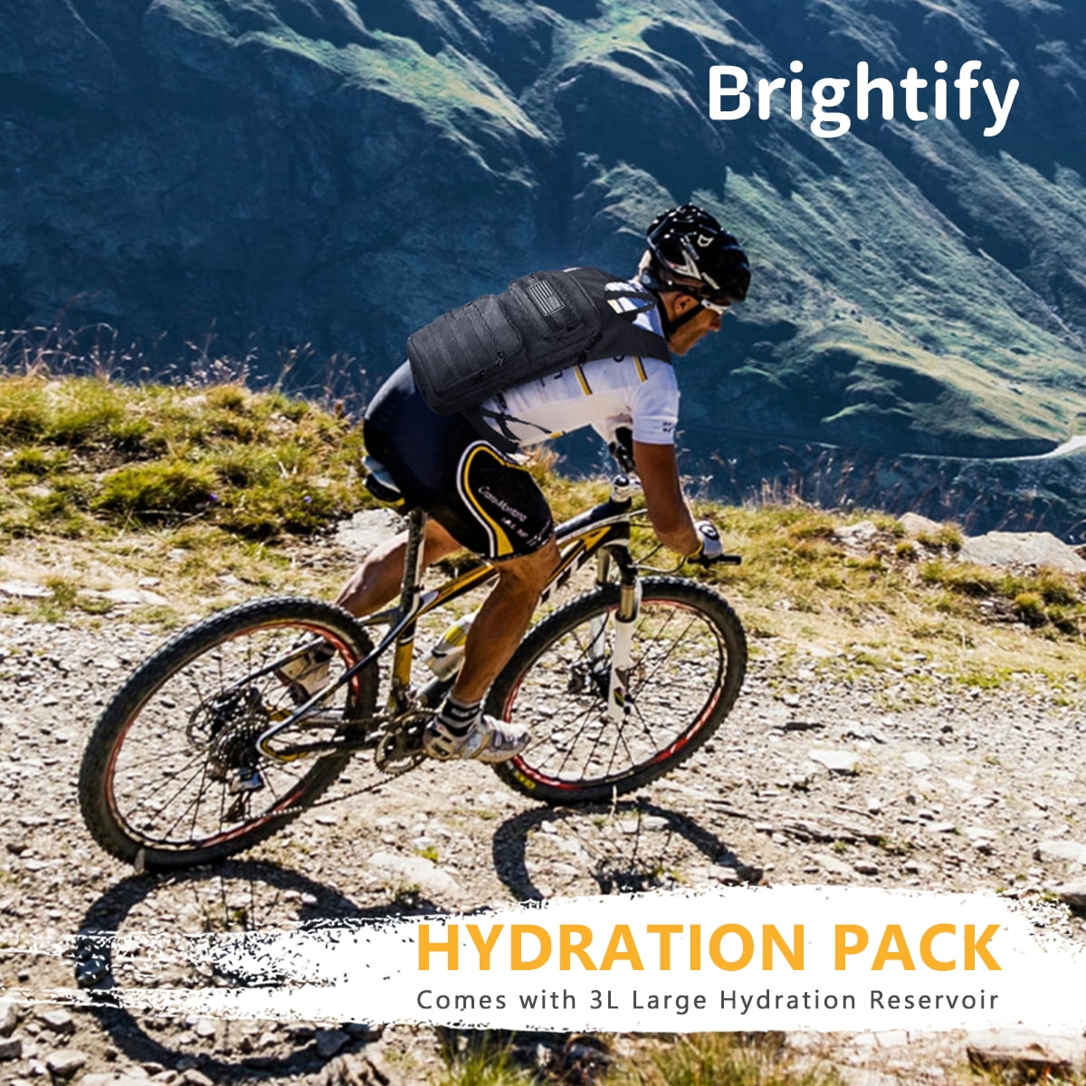 Brightify 17L Hydration Backpack with 3L TPU Water Bladder, Camel Backpack Hydration Pack for Hiking Hunting Climbing Cycling Biking Running, Molle Compatible Water Backpack for Men Women, Black C381T