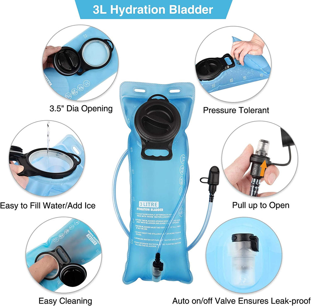 Brightify 17L Hydration Backpack with 3L TPU Water Bladder, Camel Backpack Hydration Pack for Hiking Hunting Climbing Cycling Biking Running, Molle Compatible Water Backpack for Men Women, Black C381T