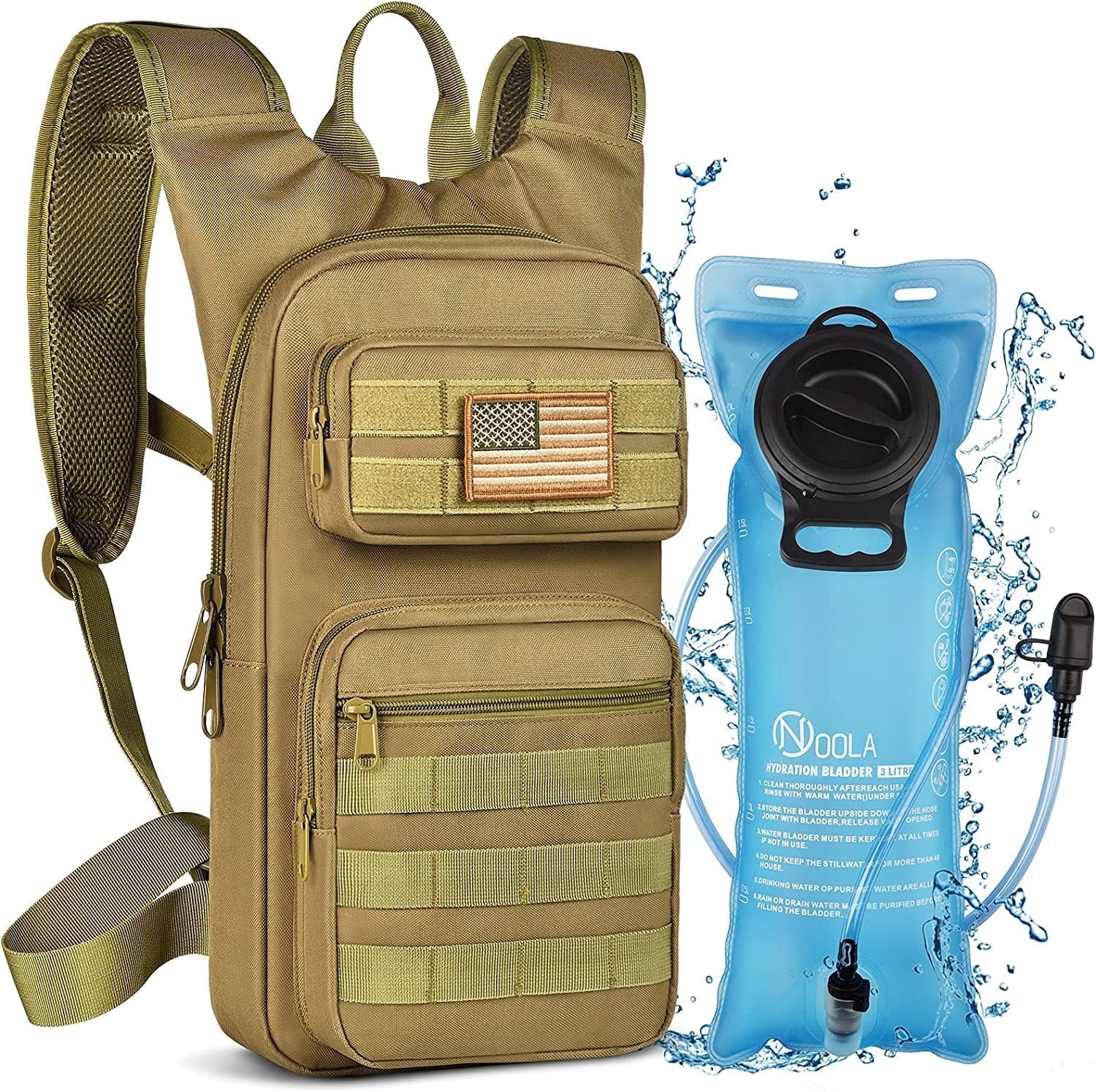 Brightify 17L Hydration Backpack with 3L TPU Water Bladder, Camel Backpack Hydration Pack for Hiking Hunting Climbing Cycling Biking Running, Molle Compatible Water Backpack for Men Women, Black C381T