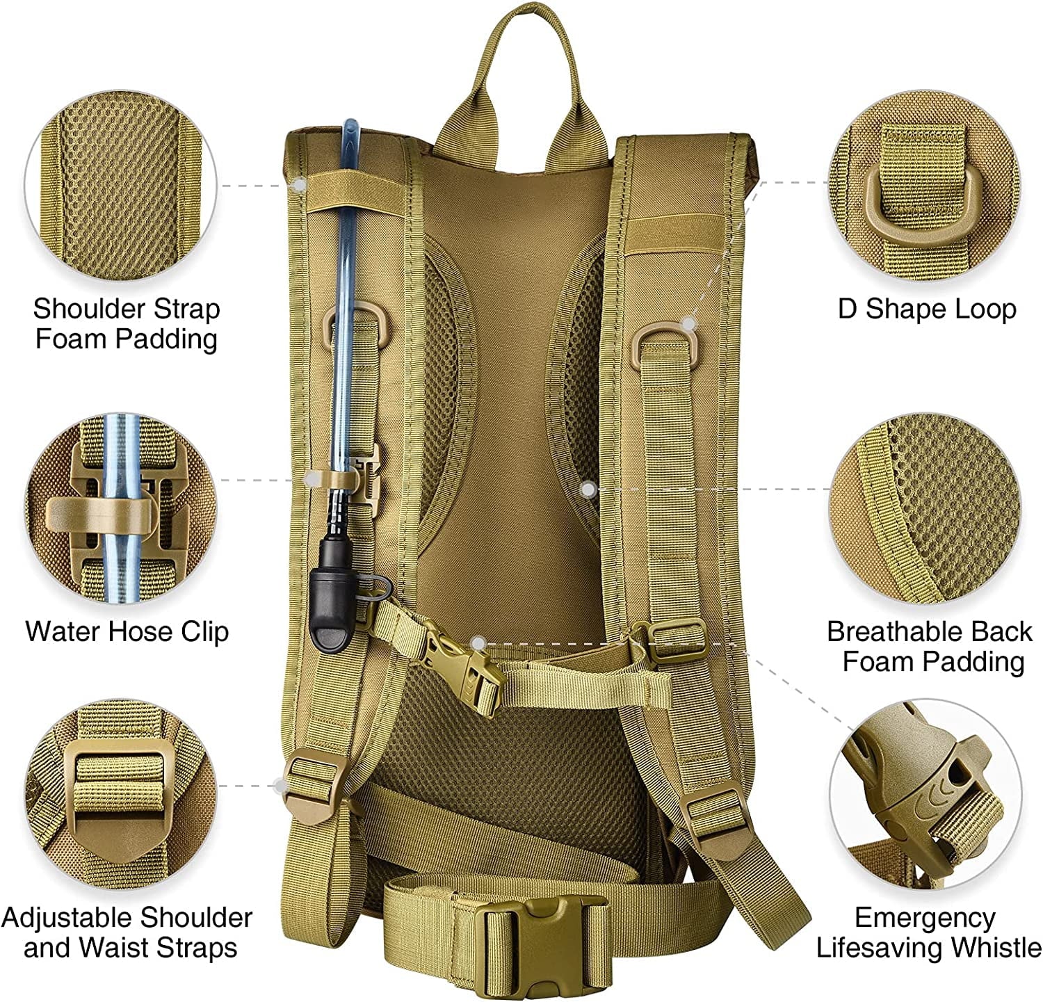 Brightify 17L Hydration Backpack with 3L TPU Water Bladder, Camel Backpack Hydration Pack for Hiking Hunting Climbing Cycling Biking Running, Molle Compatible Water Backpack for Men Women, Black C381T