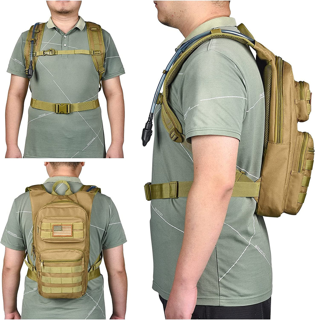 Brightify 17L Hydration Backpack with 3L TPU Water Bladder, Camel Backpack Hydration Pack for Hiking Hunting Climbing Cycling Biking Running, Molle Compatible Water Backpack for Men Women, Black C381T