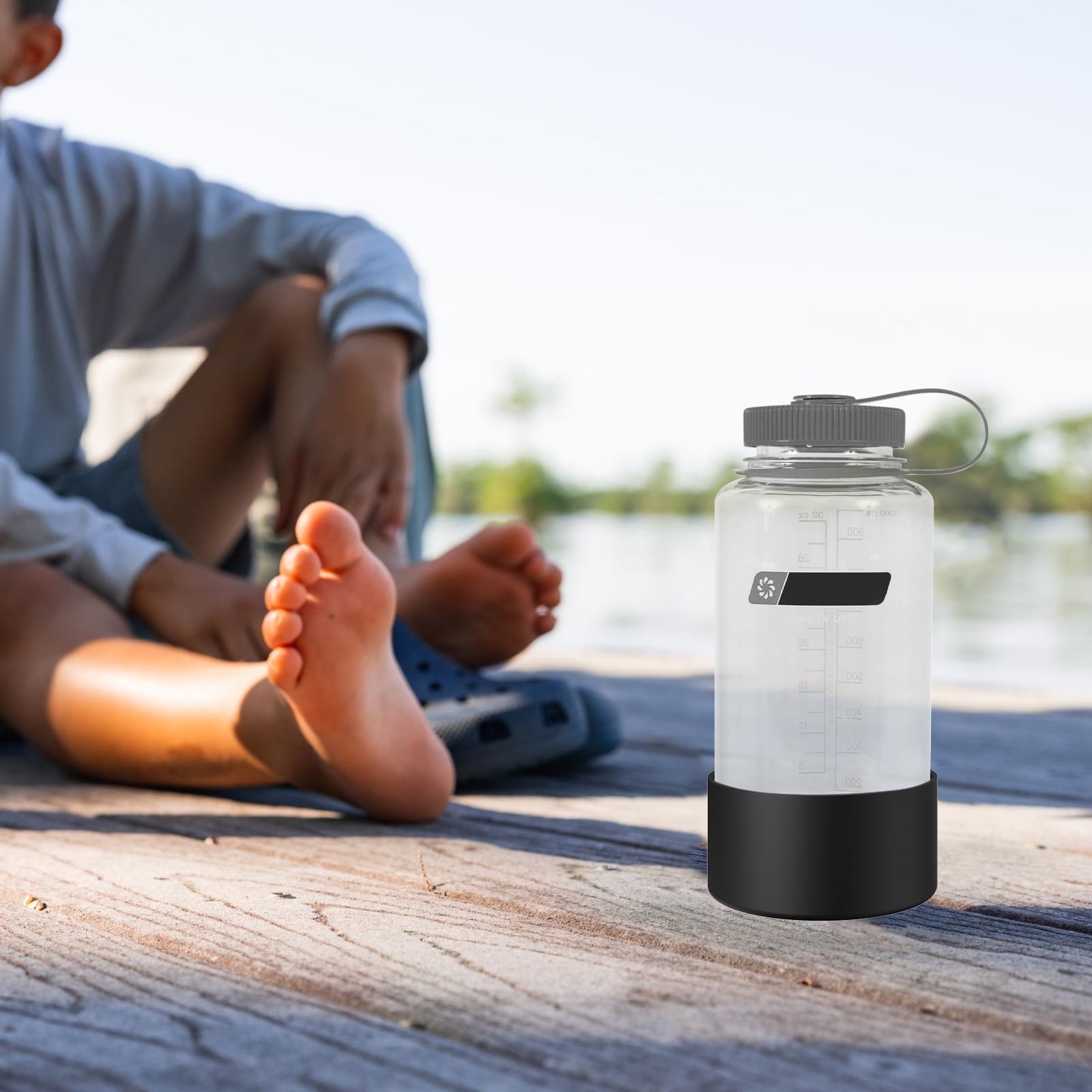Linkidea 2 Pack Water Bottle Boot Compatible with Nalgene Sustain Wide Mouth 32oz/48oz, Narrow Mouth 32oz, Silicone Anti-Slip Bottle Bottom Bumper Protector (Black) C218H