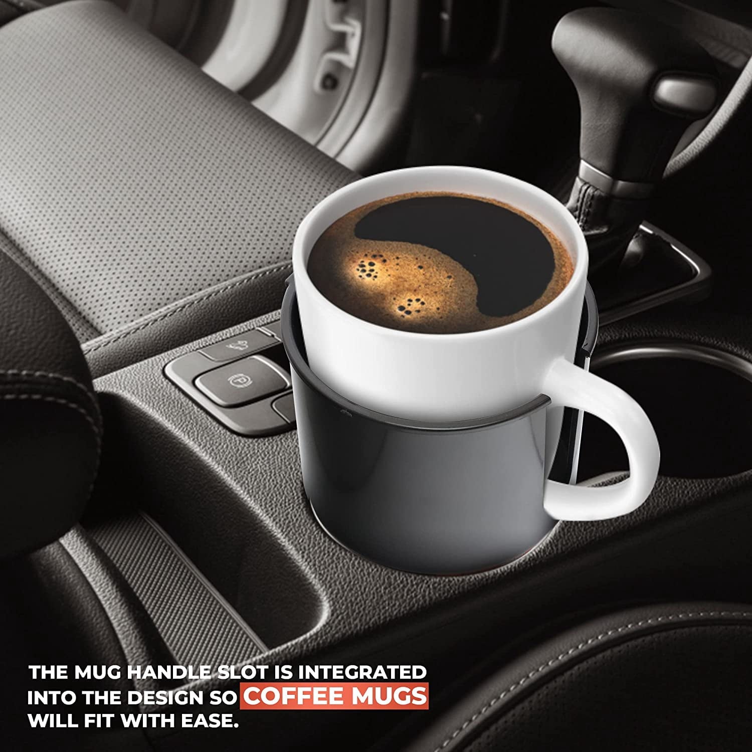 Cup Holder Expander - Fits Hydro Flasks 32/40 oz, Nalgene,  &amp; Large Bottles up to 3.8  Wide - for  up to 3.2  Wide - Black C226T