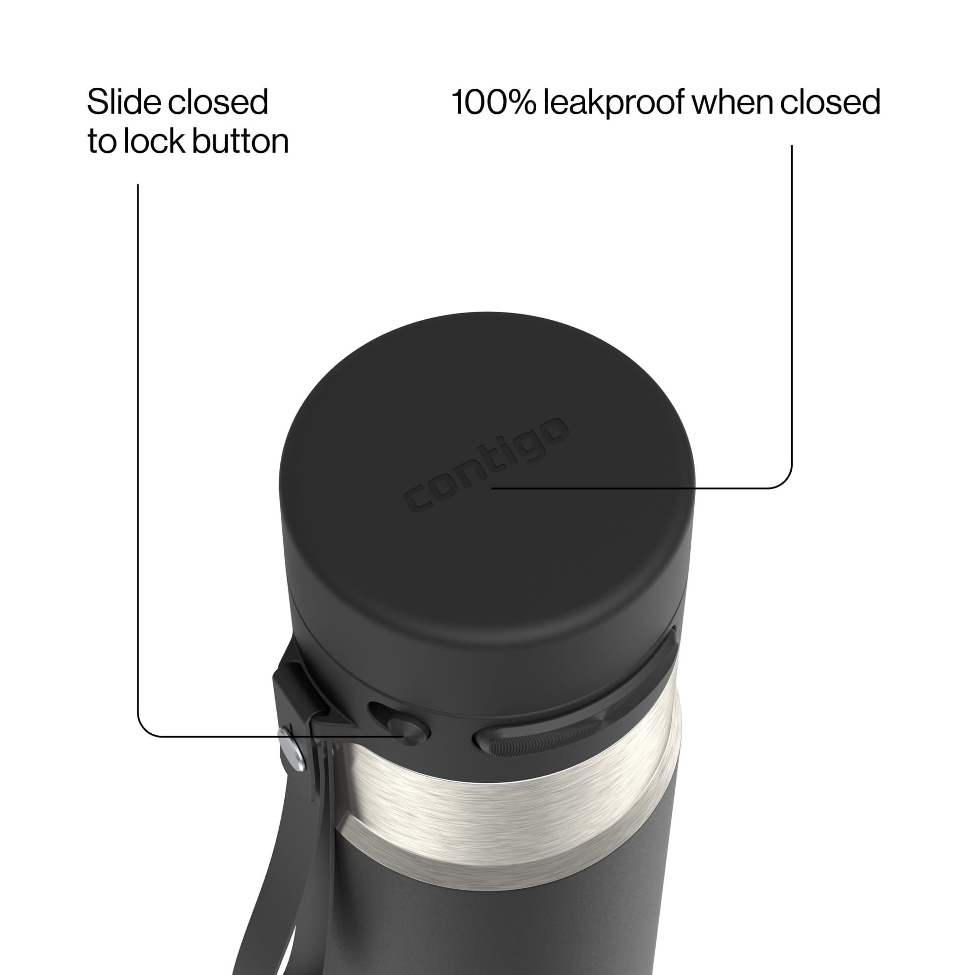 Contigo AutoPop 24 oz Leakproof Insulated Stainless Steel Water Bottle with Carry Strap and Shaker Ball C073V