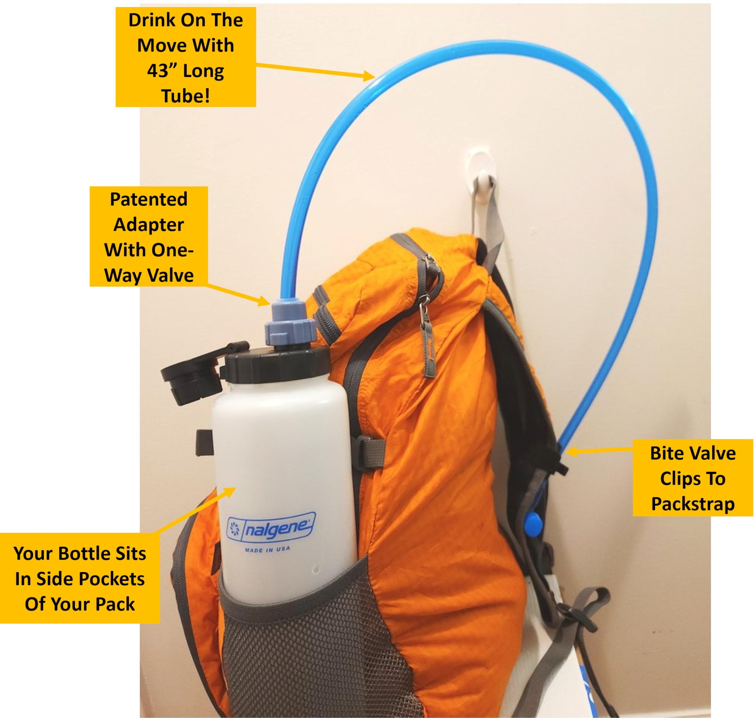 Universal Hydration Adapter for Nalgene Smartwater Bottles 28mm Wide Mouth, Flip Top Spout Lid with Loop, Hiking Running Cycling Accessory, Blue C210Z