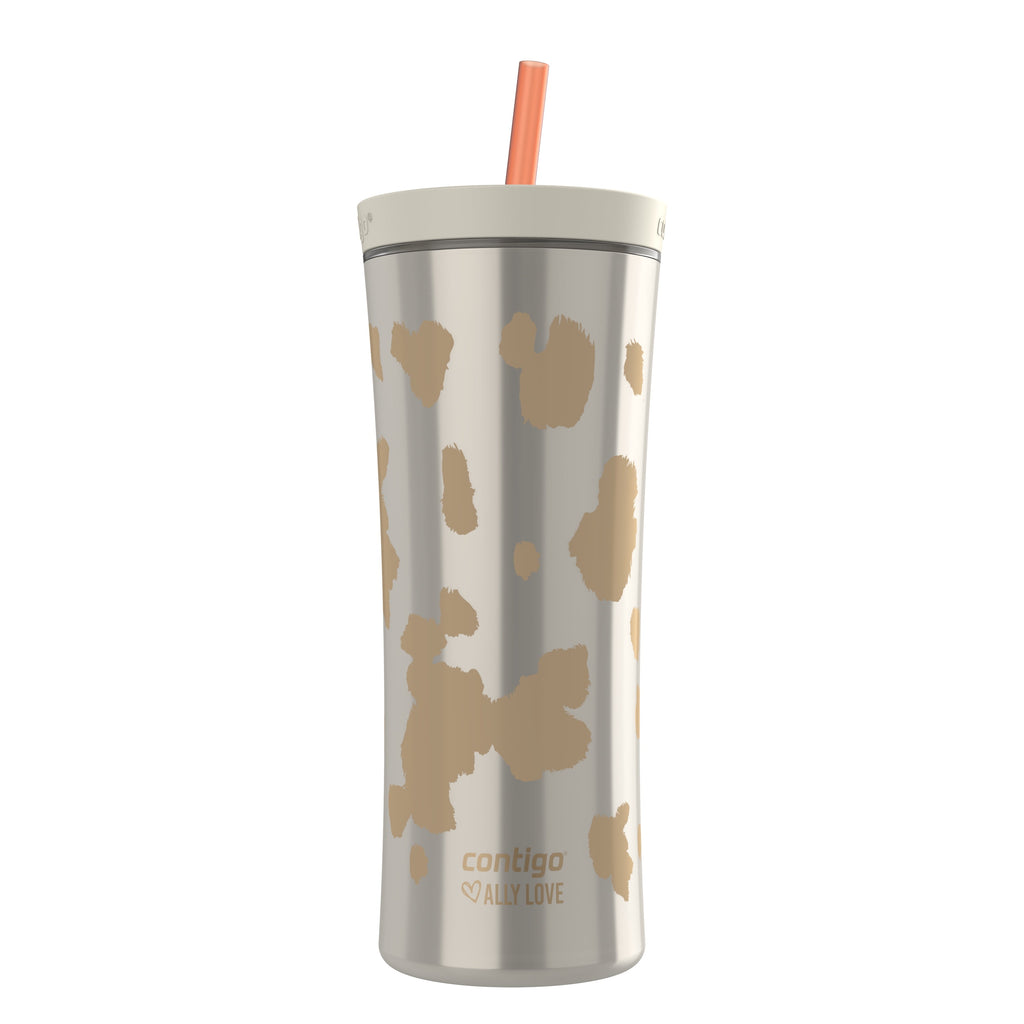 Contigo 20oz Shake &amp; Go Tumbler, Plastic with Straw, Oatmilk Cowhide Couture C120X
