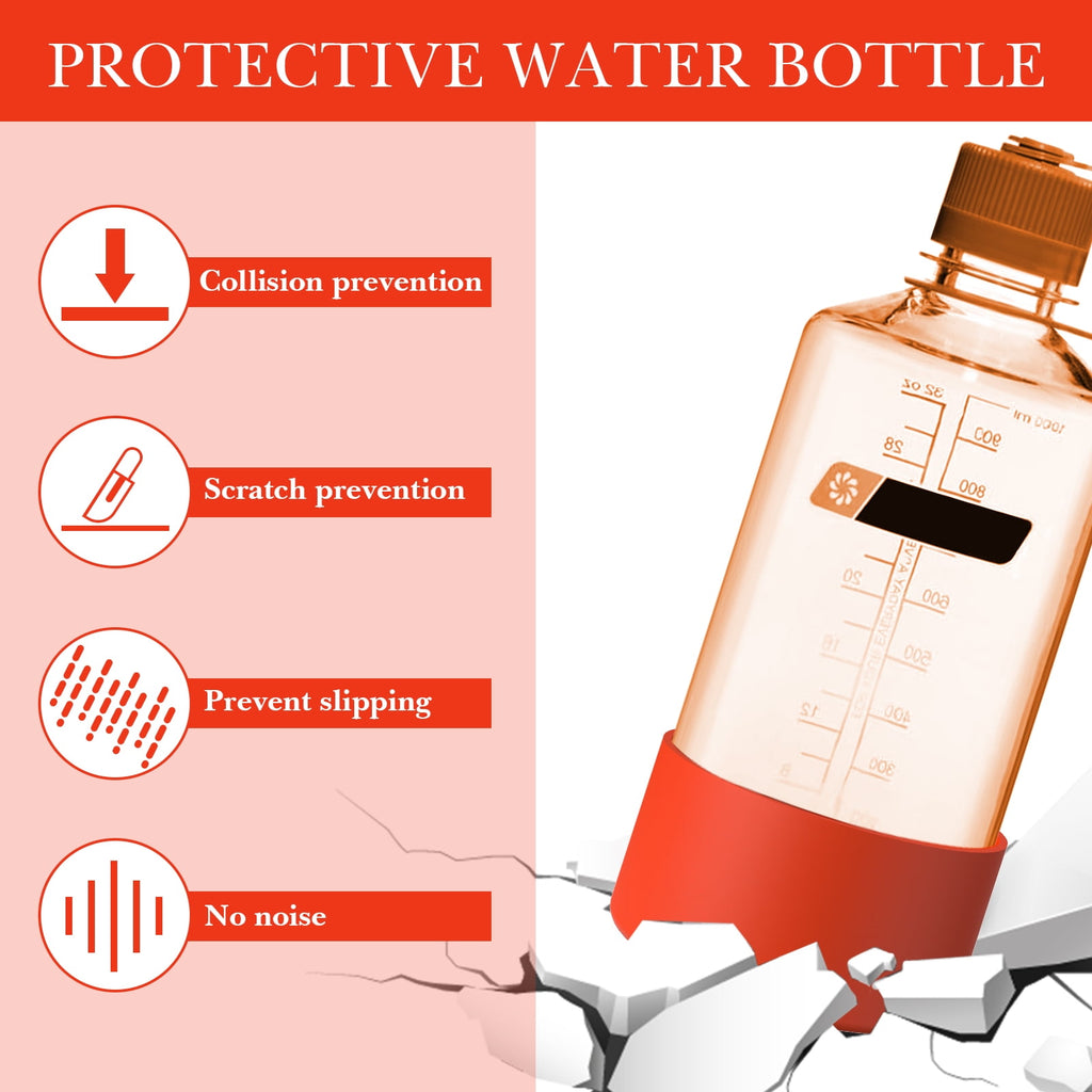 Linkidea 2 Pack Water Bottle Boot Compatible with Nalgene Sustain Wide Mouth 32oz/48oz, Narrow Mouth 32oz, Silicone Anti-Slip Bottle Bottom Bumper Protector (Red) C217R