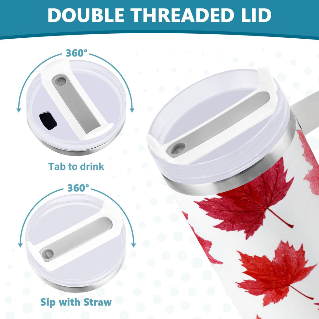 30 oz Insulated Stainless Steel Tumbler Double Wall Stainless Steel Tumbler with 2-Way Drinking Vibrant Red Maple Leaves C454L