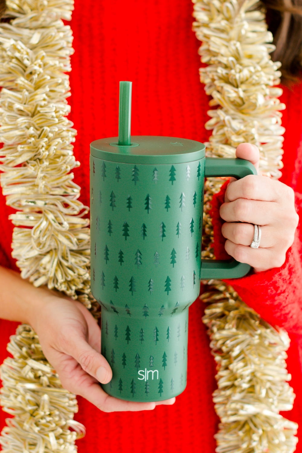 Simple Modern 30 fl oz Insulated Stainless Steel Trek Tumbler with Straw Lid | Seaglass Sage and Cream Checkmate C690P
