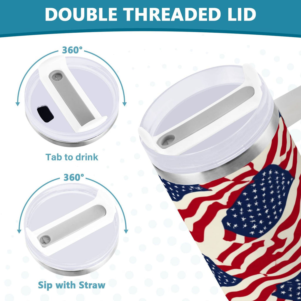 40 oz Insulated Stainless Steel Tumbler Double Wall Stainless Steel Tumbler with 2-Way Drinking Flags Abstract Design C607W