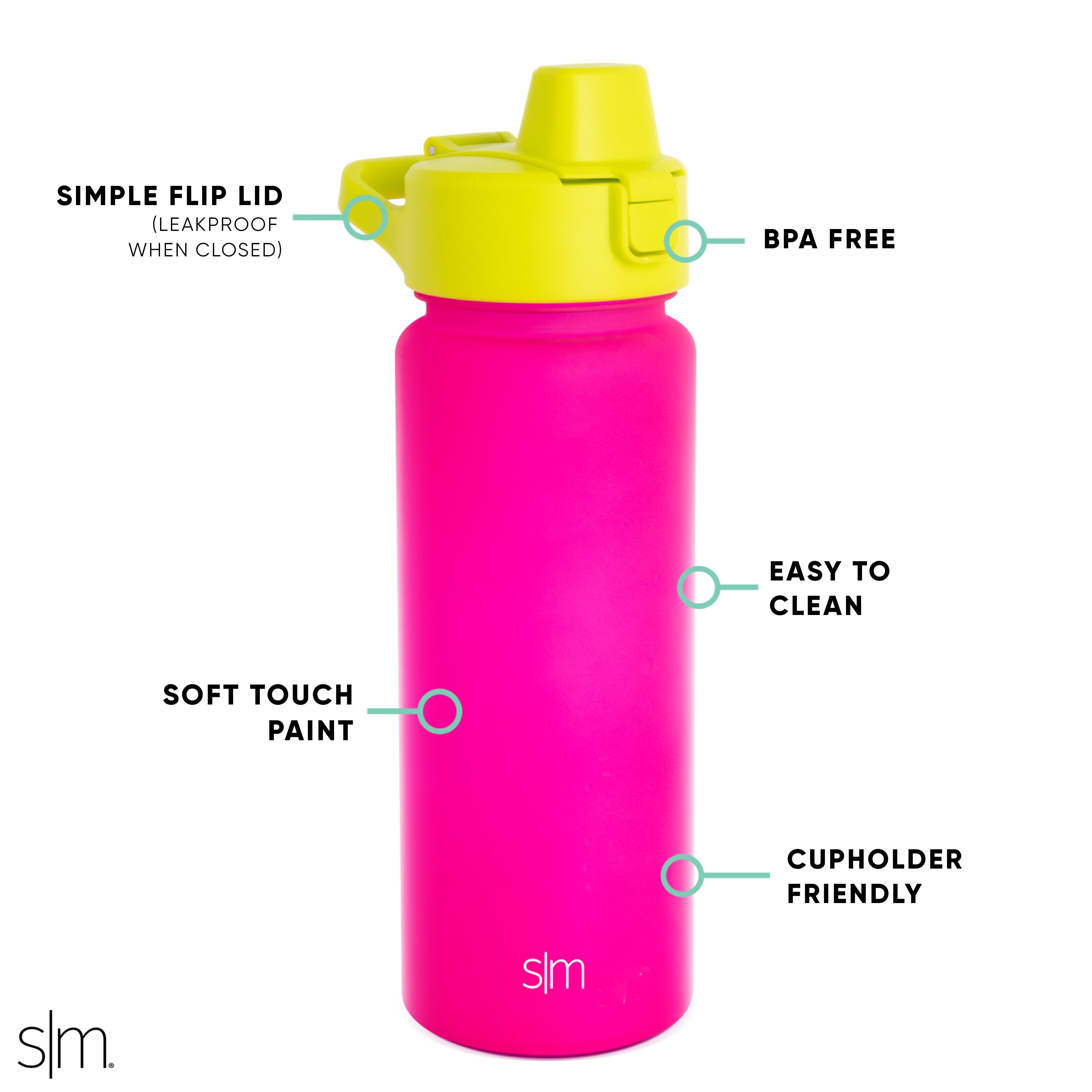 Simple Modern 22 fl oz Reusable Tritan Summit Water Bottle with Silicone Straw Lid|Raspberry Chartreuse C405L