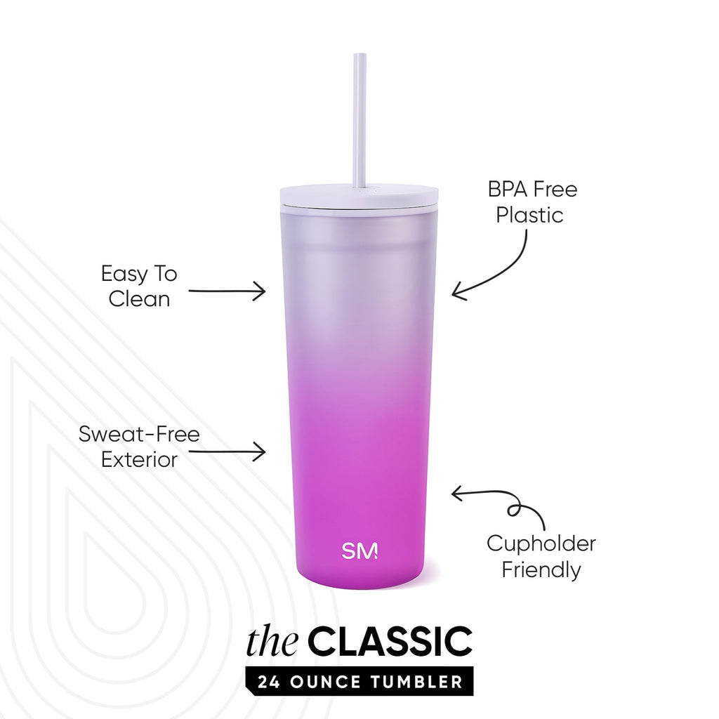 Simple Modern 24 fl oz Double Wall Plastic Classic Tumbler with Straw|Opalescent C393Y