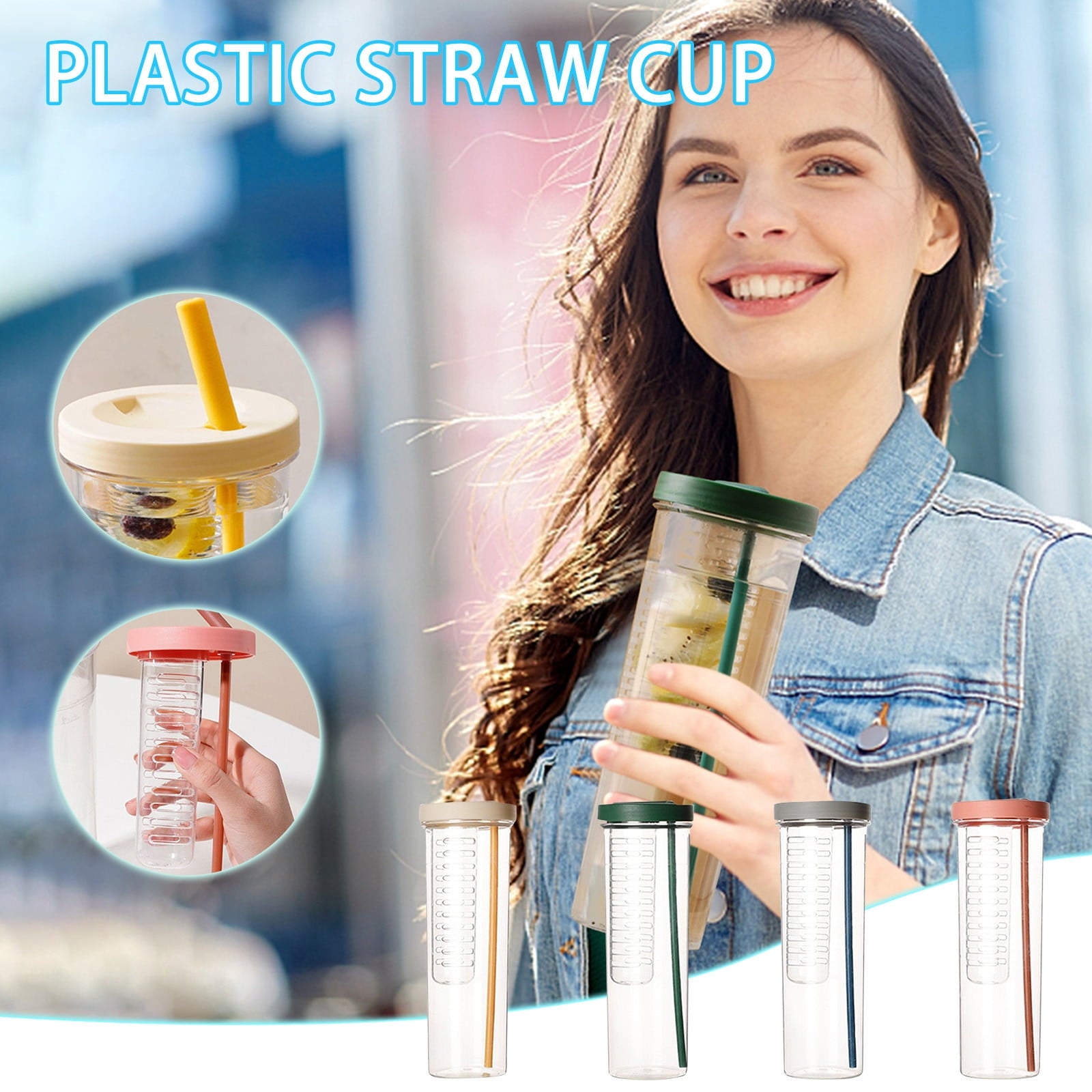 AURIGATE Simple Modern Plastic Tumbler with Lid and Straw Reusable BPA Free Iced Coffee Cups Double Wall Smoothie Cup Gifts for Women Men Him Her Classic Collection C443S
