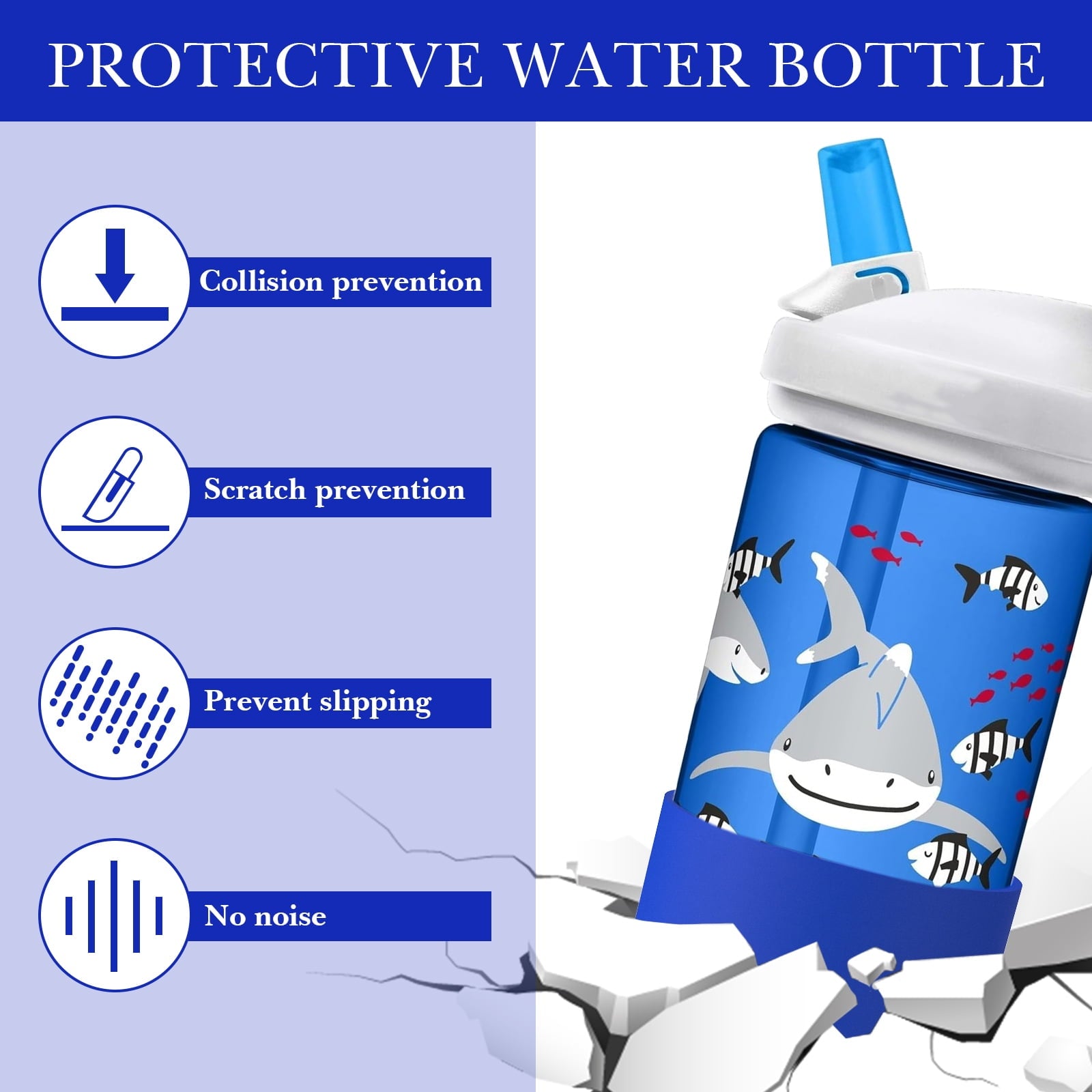 Linkidea 2 Pack Water Bottle Boot Compatible with CamelBak Eddy+20oz/25oz, Chute Mag 20oz/25oz, Carry Cap, Silicone Anti-Slip Bottle Bottom Bumper Protector (Navy Blue) C388S