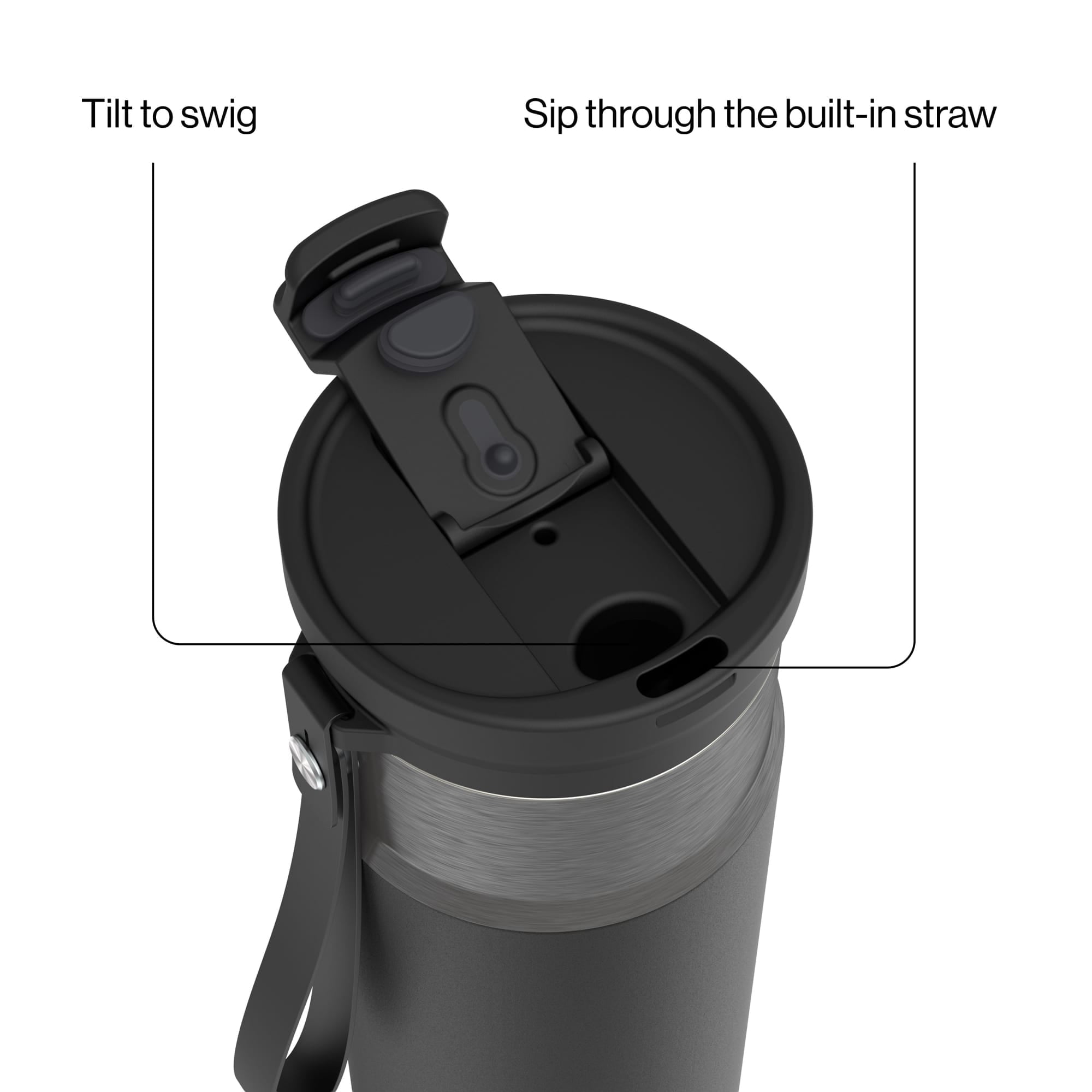 Contigo DualSip Leakproof Stainless Steel Reusable Water Bottle Tumbler with Carrying Strap, Cream/Champagne, 24 oz C011S