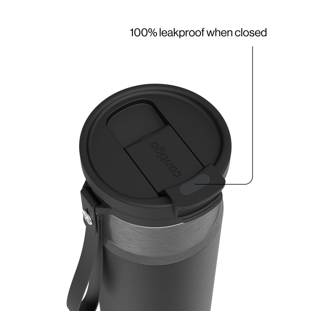 Contigo DualSip Leakproof Stainless Steel Reusable Water Bottle Tumbler with Carrying Strap, Cream/Champagne, 24 oz C011S