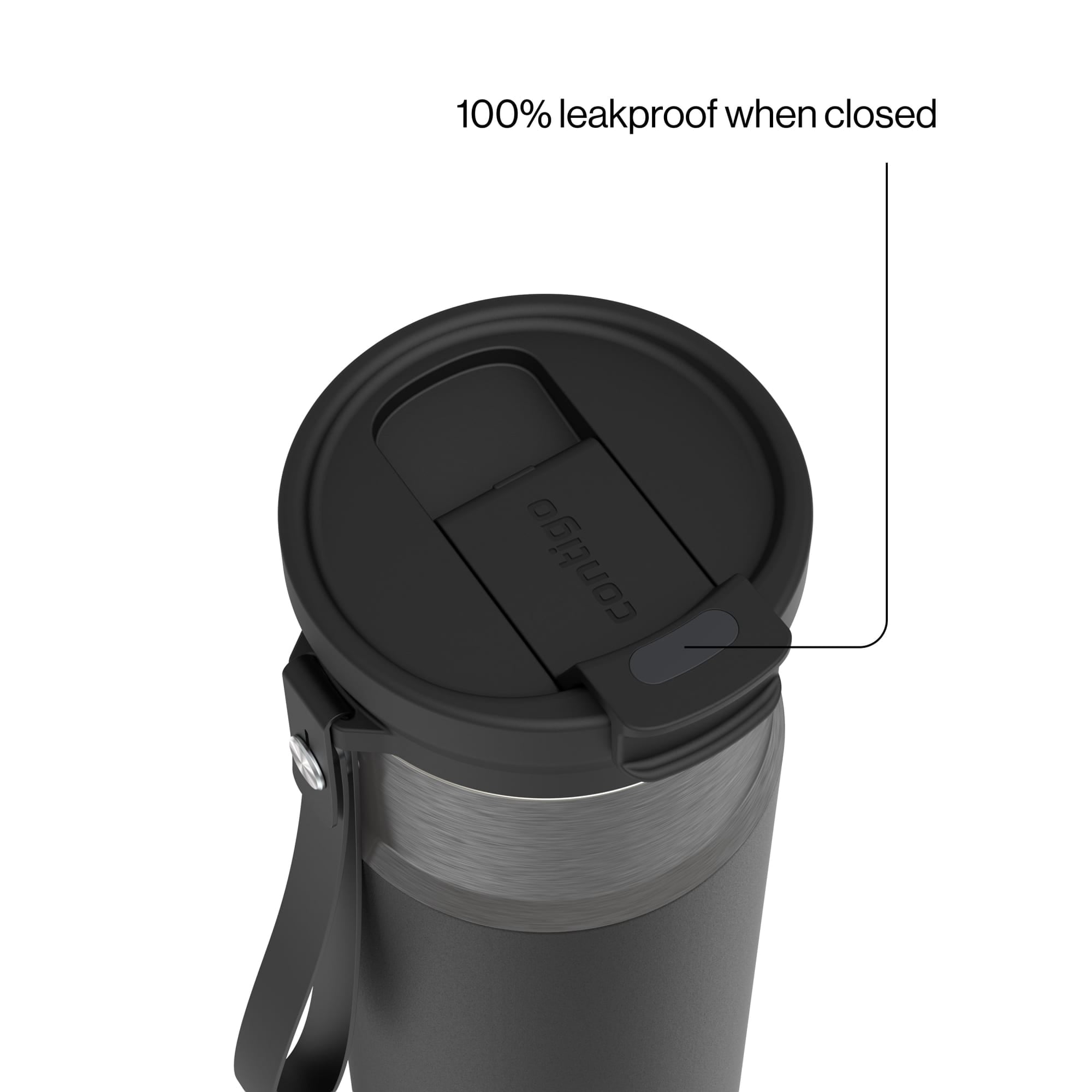 Contigo DualSip Leakproof Stainless Steel Reusable Water Bottle Tumbler with Carrying Strap, Cream/Champagne, 24 oz C011S