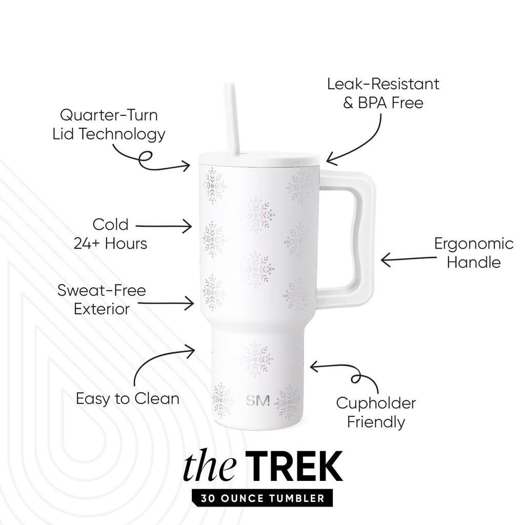 Simple Modern 30 fl oz Insulated Stainless Steel Trek Tumbler with Straw Lid | Seaglass Sage and Cream Checkmate C690P