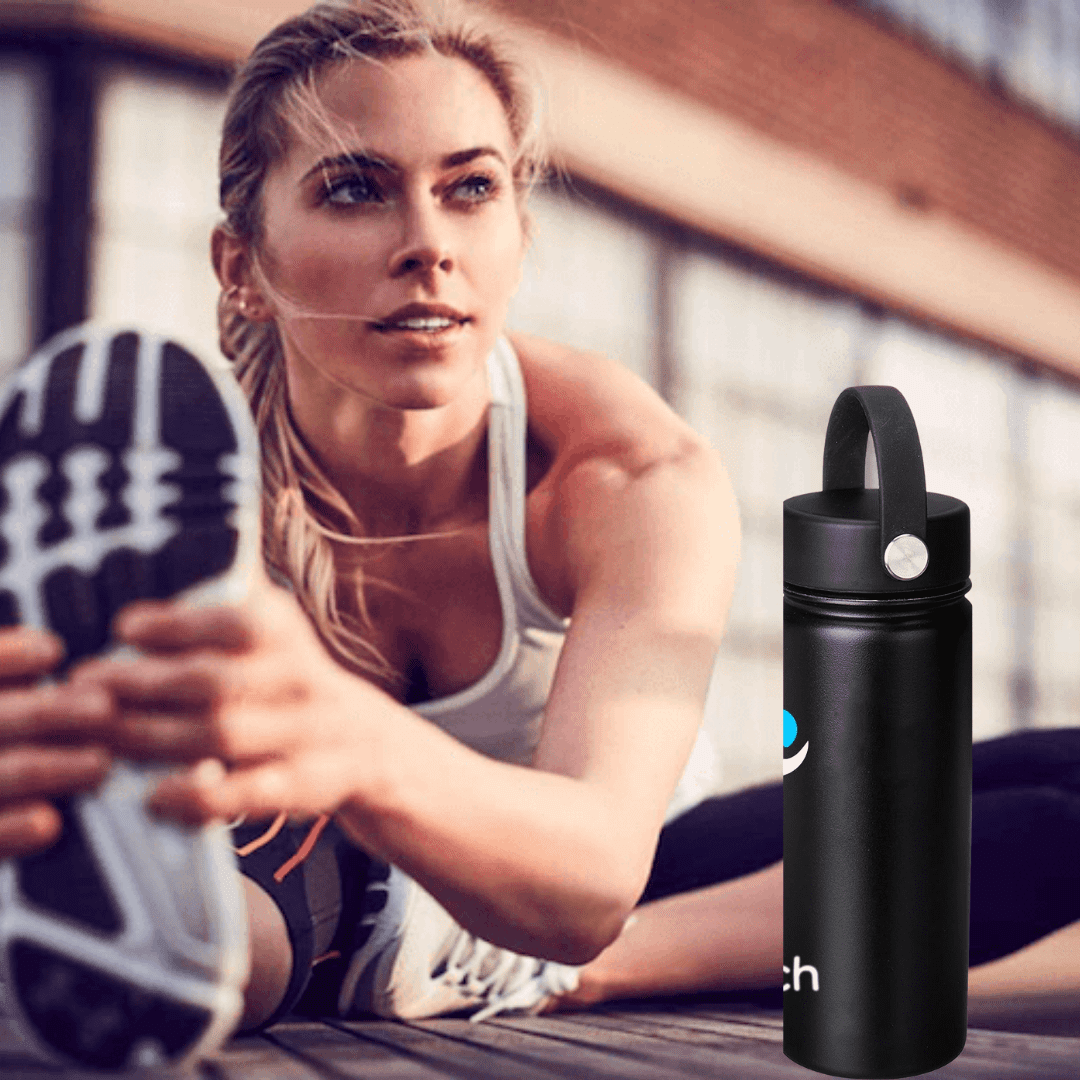NuRich Sports Water Bottle - 18 Oz, Vacuum Insulated Stainless Steel, Modern Double Walled, Simple Thermo Modern Mug, Hydro Metal Canteen Flask Wide Mouth with Sweat Proof Design for Cold &amp; Hot Temp C684B