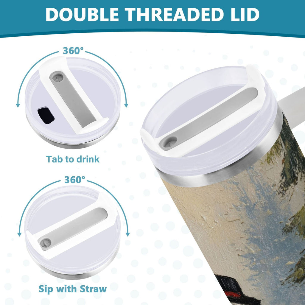 40 oz Insulated Stainless Steel Tumbler Double Wall Stainless Steel Tumbler with 2-Way Drinking Moody Snowman Couple C671S