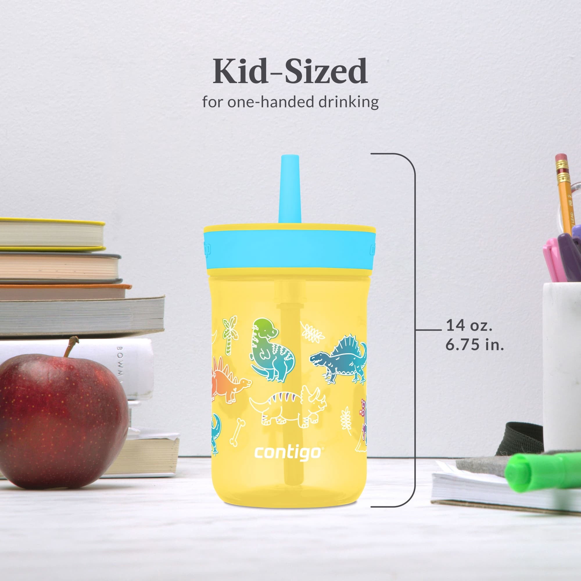 Contigo Kids Leighton Spill-Proof Tumbler with Straw, 14 oz, Yellow C080A