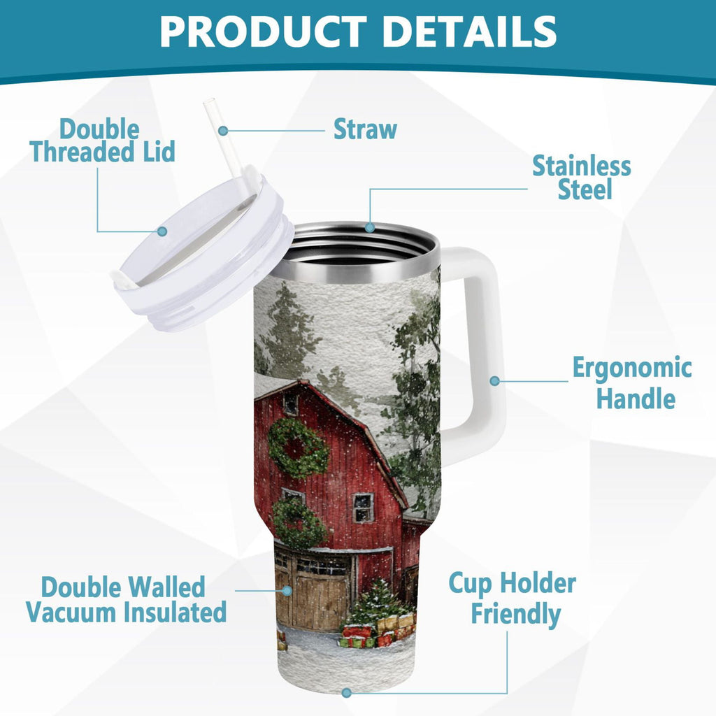 30 oz Insulated Stainless Steel Tumbler Double Wall Stainless Steel Tumbler with 2-Way Drinking Old Red Barn C592L