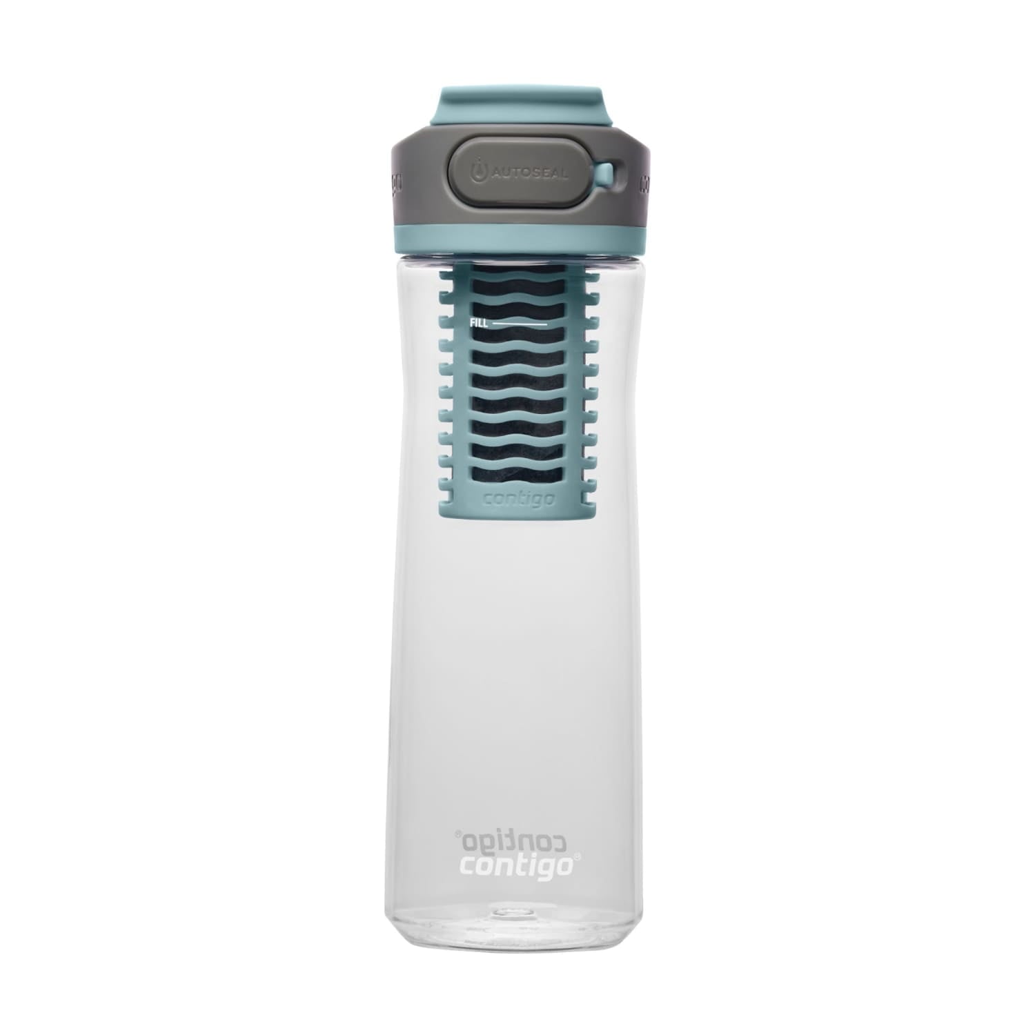 Contigo Clybourn Plastic FreeFlow Filter Water Bottle with AUTOSEAL Lid 24 oz., Salt, with Replacable Filter C012G