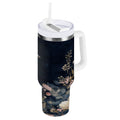 30 oz Insulated Stainless Steel Tumbler Double Wall Stainless Steel Tumbler with 2-Way Drinking Watercolor Vintage Blue Bird C466G