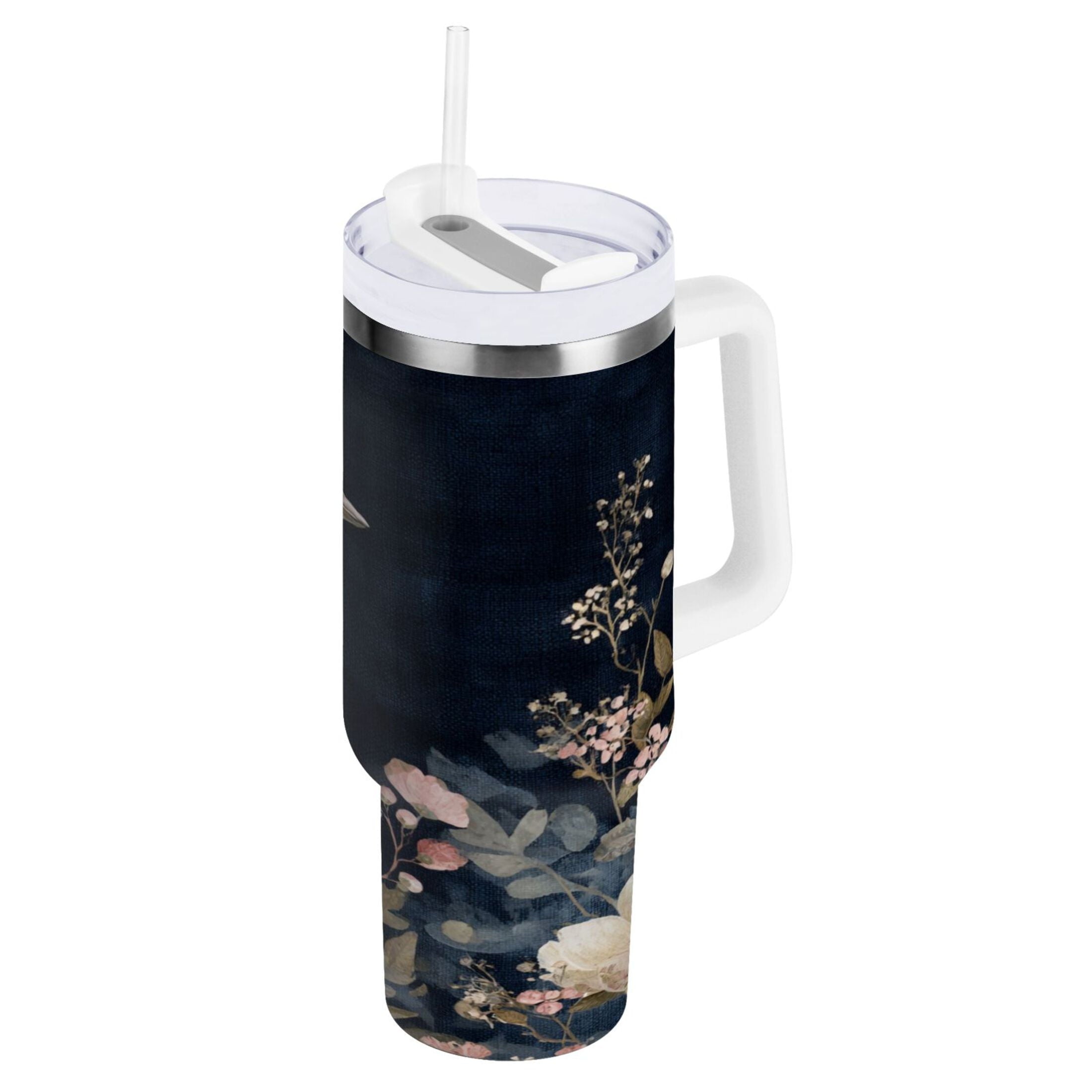 30 oz Insulated Stainless Steel Tumbler Double Wall Stainless Steel Tumbler with 2-Way Drinking Watercolor Vintage Blue Bird C466G