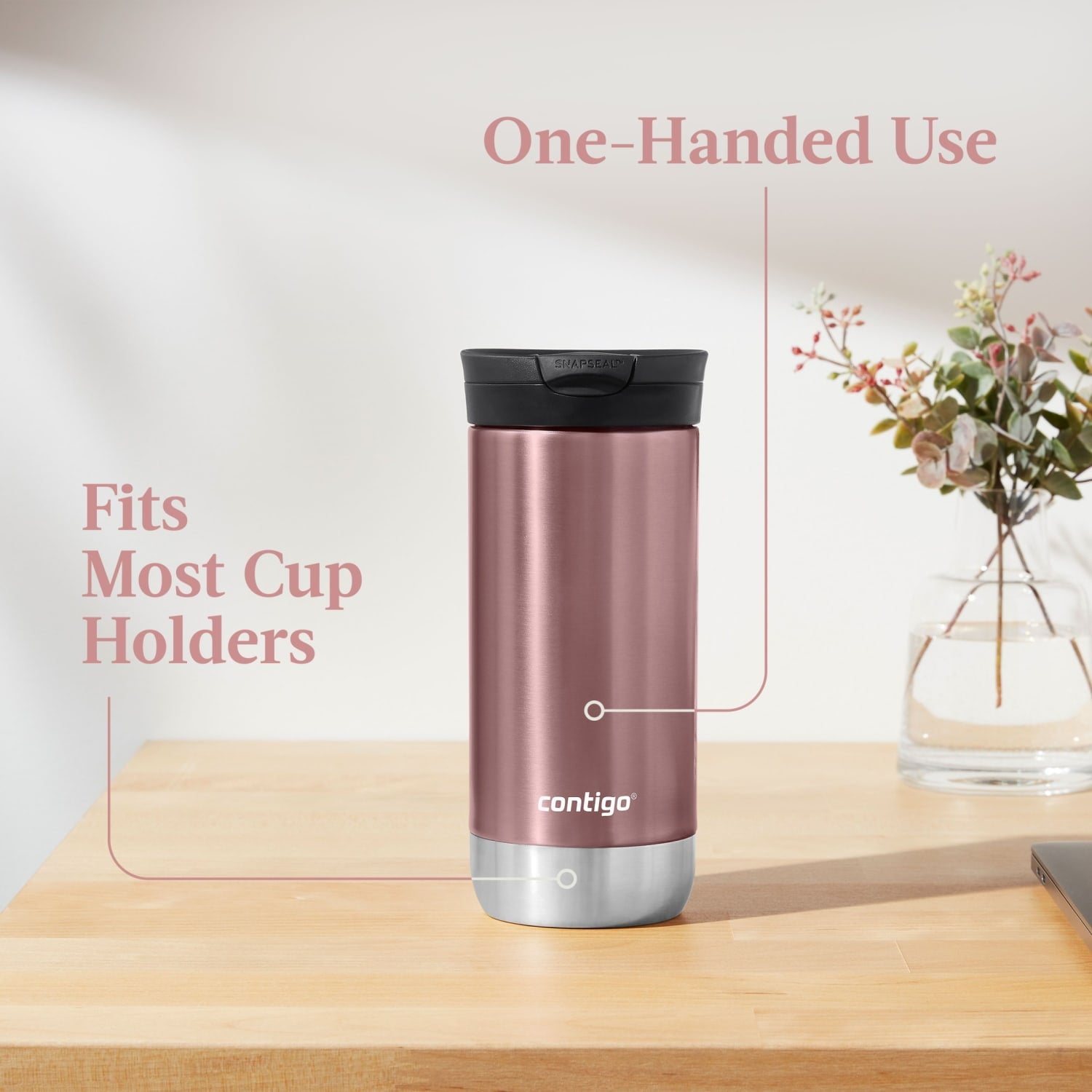 Contigo 16 oz. Huron 2.0 SnapSeal Stainless Steel Travel Mug - Licorice C001Z