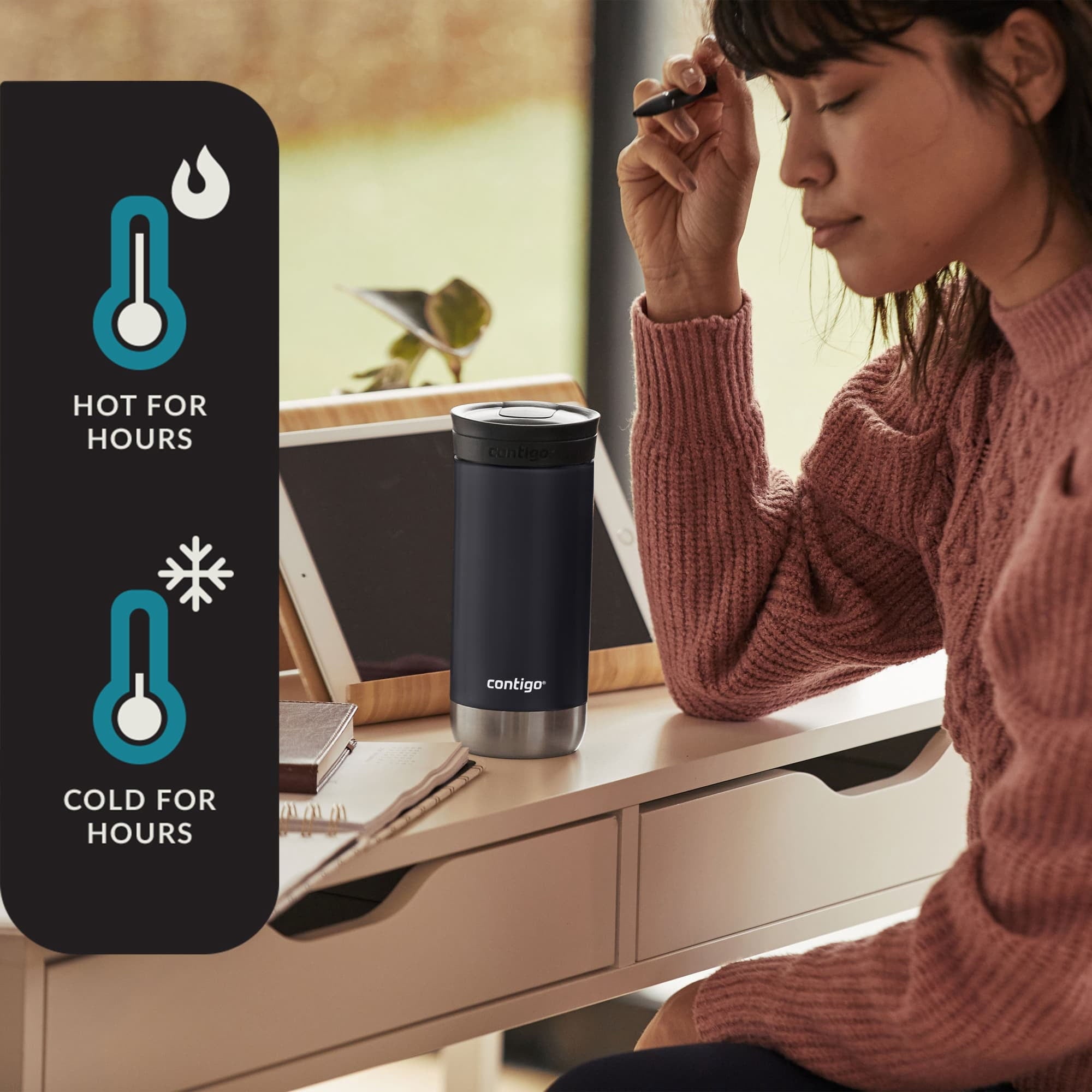 Contigo 16 oz. Huron 2.0 SnapSeal Stainless Steel Travel Mug - Licorice C001Z