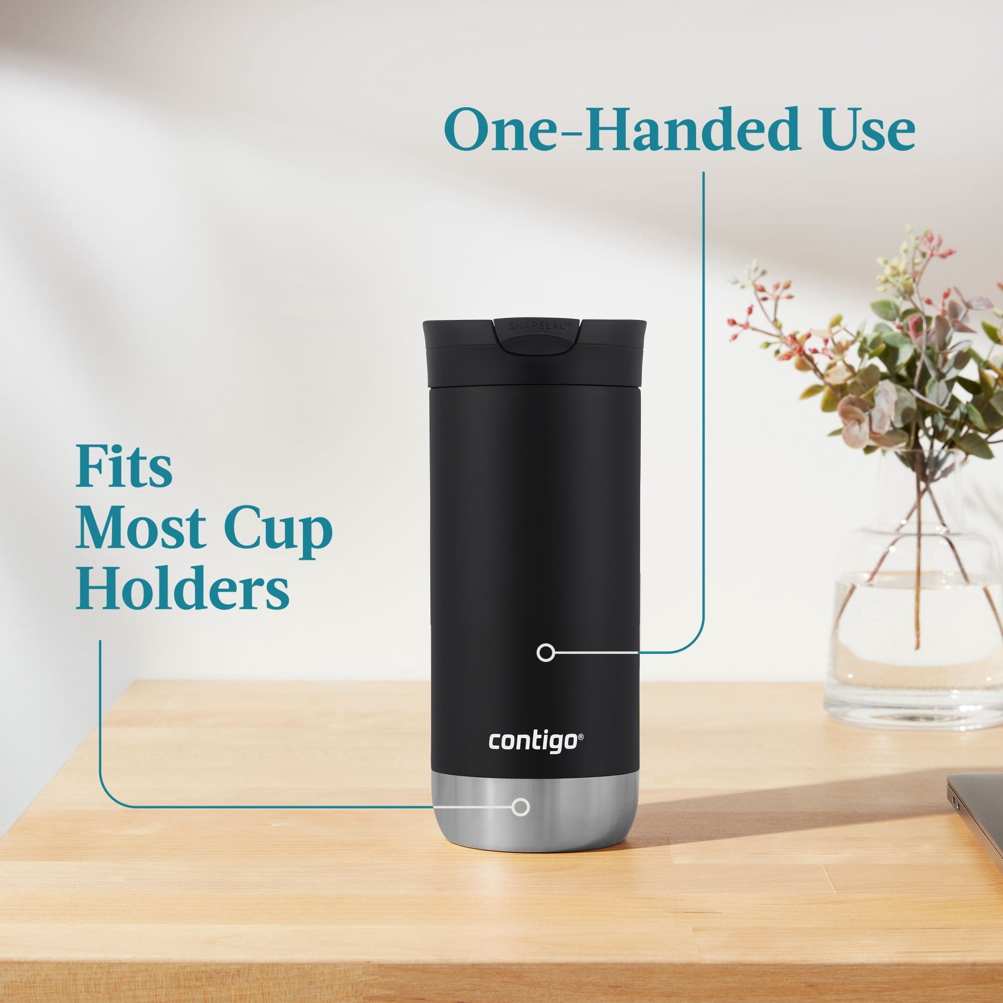 Contigo 16 oz. Huron 2.0 SnapSeal Stainless Steel Travel Mug - Licorice C001Z