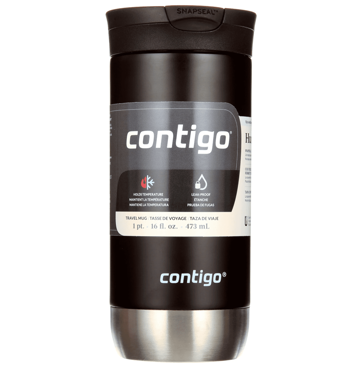 Contigo 16 oz. Huron 2.0 SnapSeal Stainless Steel Travel Mug - Licorice C001Z