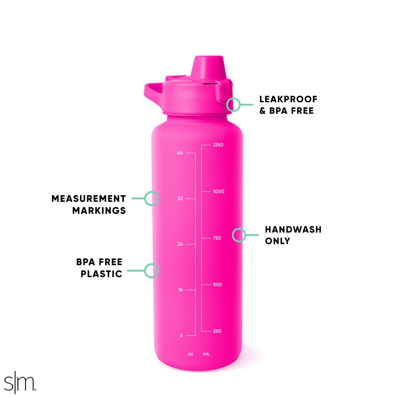 Simple Modern 48 fl oz Reusable Tritan Summit Water Bottle with Silicone Straw Lid|Raspberry Vibes C412C